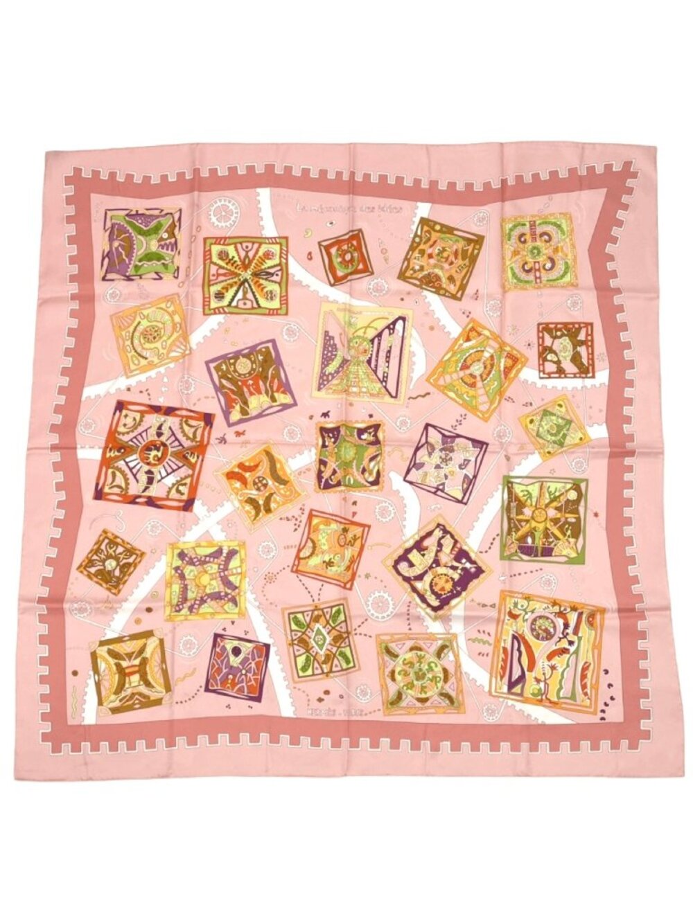 Hermes Scarf Carre 90 la Mecanique Des Idees Structure Of Ideas Pink